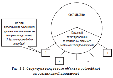 Рис. 2.3. Структура галузевого об'єкта професійної та освітянської діяльності